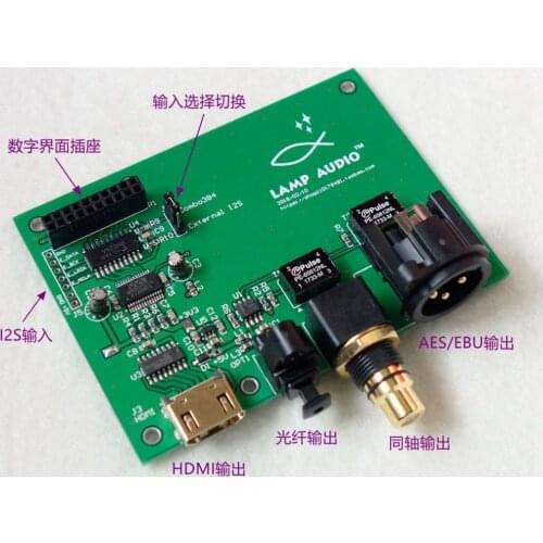 XMOS USB Digit Interface I2S/IIS to Fiber Coaxial HDMI SPDIF AES output Board Support PCM2706, CM108, SA9027 I2S signal conver