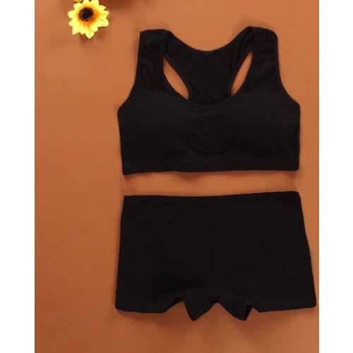 Young Girls Underwear Set Children Sport Training Bra with Panty Cotton Vest Style Bras Briefs for 8 9 10 11 12 13 14 years old