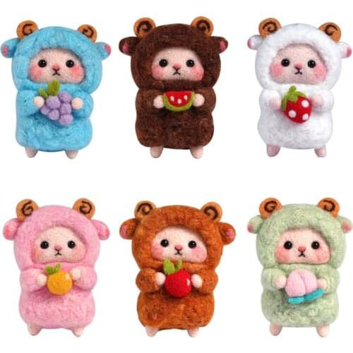 Nonvor Wool Felting Material Kit Non Finished DIY Wool Fiber Kit Sheep Animal Doll Toy Felt Poked for Children Handicraft Works