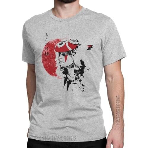 Red Princess Mononoke Hayao Miyazaki T-Shirts For Men Crazy Cotton Tees O Neck Classic Short Sleeve T Shirts Unique Tops