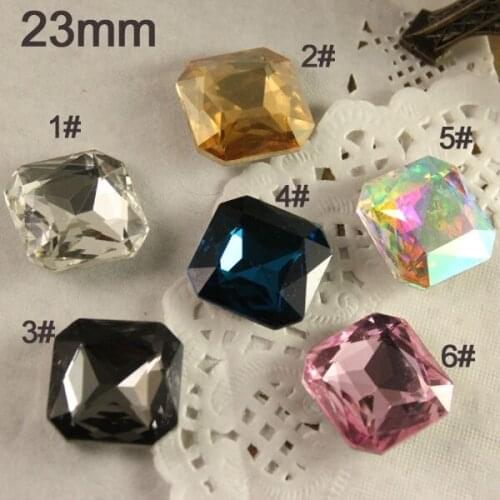 12pcs/lot 23mm square glass crystal beads faceted point back fancy stone U choose color