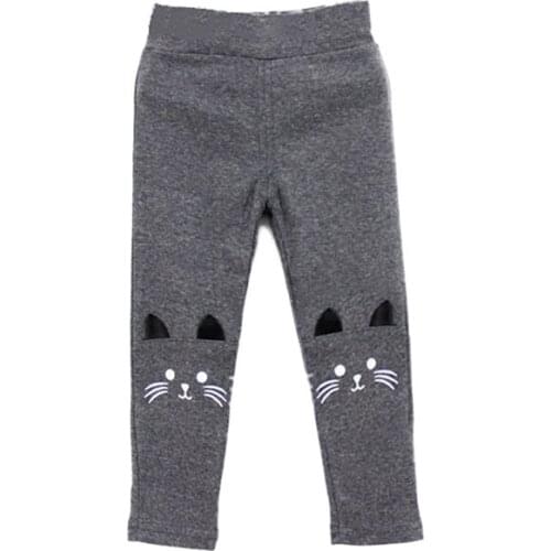 Cute Toddler Baby Girls Kids Skinny Pants Cat Print Stretchy Warm Leggings