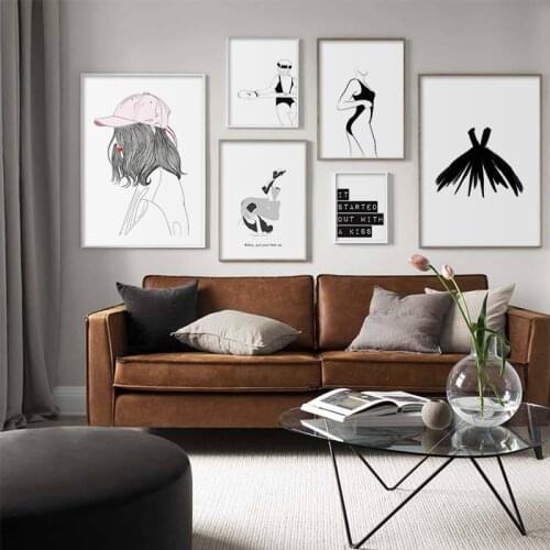 Minimalist Human Back White Style Wall Art Canvas Poster Print Fashion Sport Girl Painting Picture for Living Room Decor