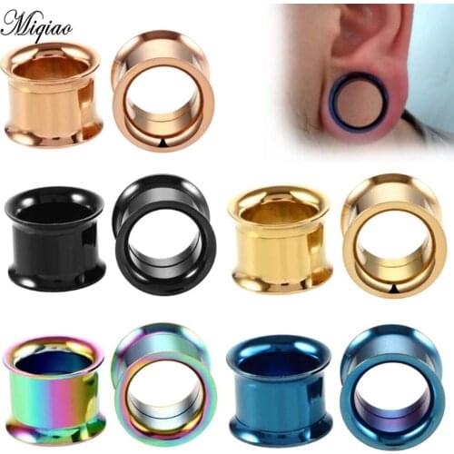 Miqiao 1pc Stainless Steel Ear Plugs and Tunnels Expander Ear Gauges Women Men Body Jewelry Piercing