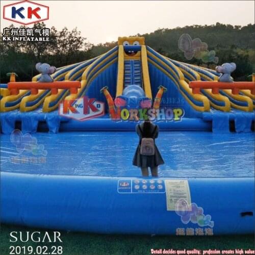 Home Backyard Wet Play Equips Slide Park Candy Inflatable Water Park Slides Swimming Pool For Kids