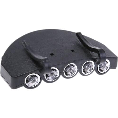 Night Safe Clip-on Cap Hat Lamps 5 LED Headlamp Flashlight Camping Brim Light Head Lamp Torch Fishing Outdoor Head Light Black