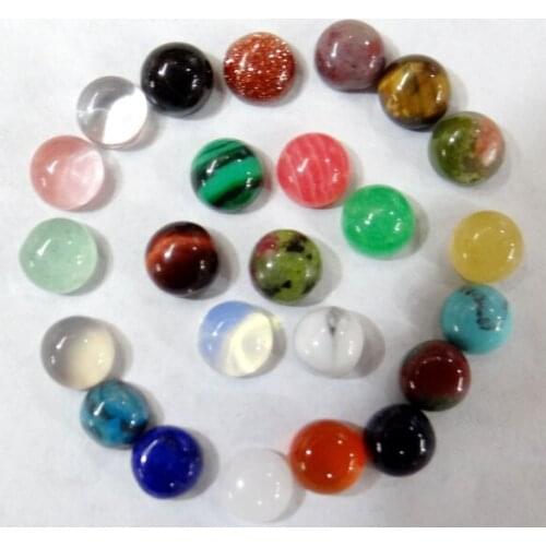 Wholesale 4mm Natural Stone Quartz Crystal tiger eye Opal Round charms Cabochon beads for jewelry making Ring accessories 100pcs