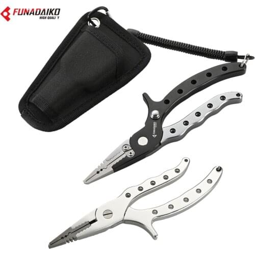 FUNADAIKO Fish Lip Grip Aluminum Fish Gripper Fishing Pliers Hook Recover Cutter Line Split Ring Fishing Tool Fishing Gripper