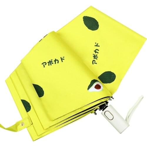 Cartoon Fruit Avocado Umbrella Automatic Folding Automatic Umbrellas UV Lovely Rain 3 Fold Umbrella