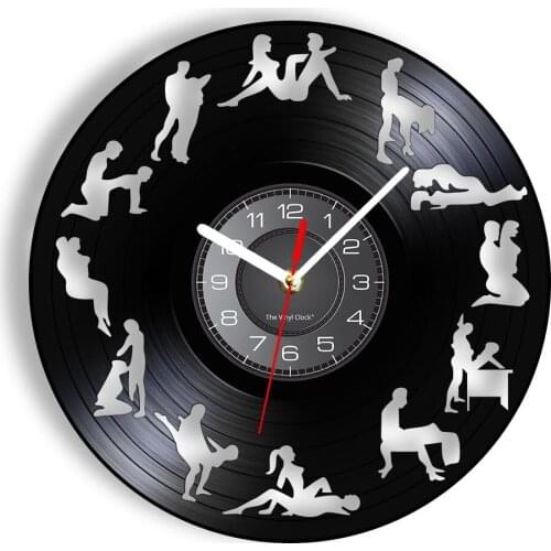 Adult Sex Silhouettes Vinyl Music Record Wall Clock Kamasutra Sexual Positions Intercourse Art Carved Album Music Record Clock