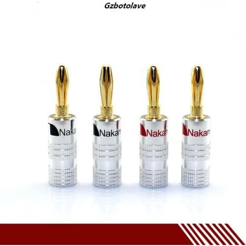 Free ship 10pcs New 24K Gold Speaker Banana Plugs For Video Speaker Connector Black Red Color