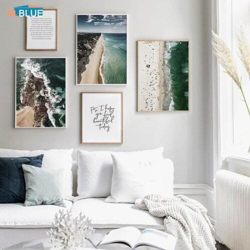 Scandinavian Sea Beach Canvas Poster Nordic Landscape Print Nature Wall Art Ocean Painting Wall Pictures For Living Room Decor