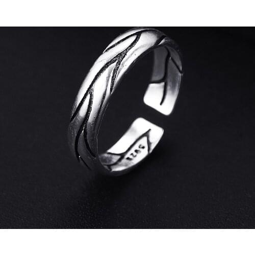 Vintage Curve Patter Antique Silver Plated Punk Hiphop Rock Style Resizable Rings for Women Girl & Man Retro Party Jewelry