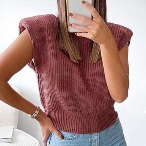 Vintage Sweater Vest Women Autumn Winter Fashion Turtleneck Sleeveless Pullover Vest Shoulder Pads Loose Knit Jumper