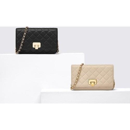 Womens bag 2021 new PU leather solid color shoulder bag fashion rhombus chain women bag messenger shoulder bag