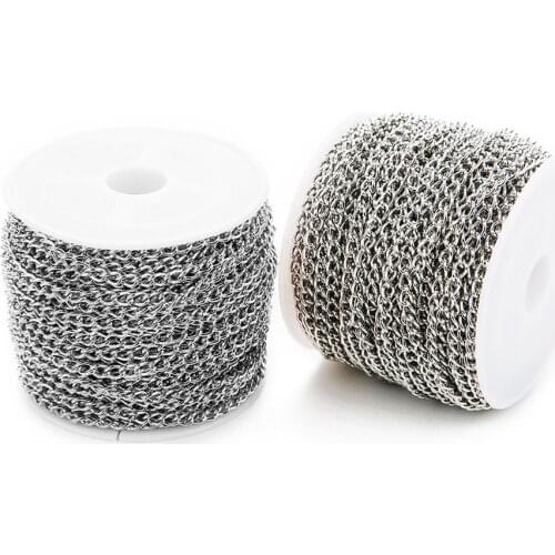 1M/Lot Width 1.5/2/3/4.5mm Stainless Steel Link Twisted Curb Chains For Jewelry Making DIY Bracelet Necklace Wholesale