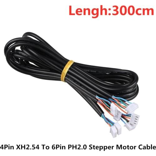 2PCS/Lot 300CM 3D Printer Motor Cable Connector HX2.54 4pin to 6pin PH2.0 White Terminal CNC Nema 17 Stepper Motor Cables AWG26