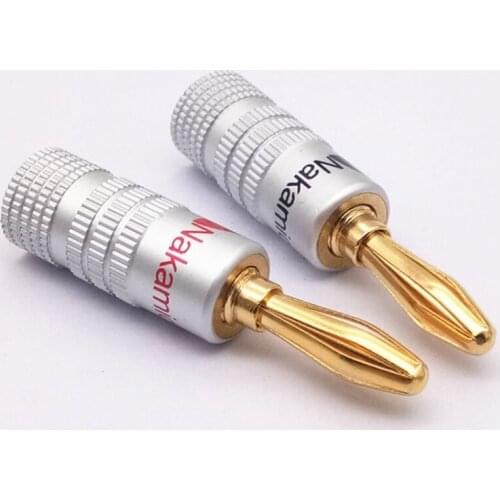 4pcs GD Amp Nakamichi Speaker 4mm Banana plug connectors Pure copper gold-plated banana plug audio speaker line plug