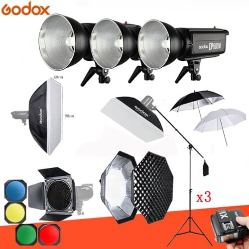 1800Ws Godox DP600 II 3x 600Ws Photo Studio Flash Lighting,Softbox,Light Stand, trigger,Studio Boom Arm Top Light Stand
