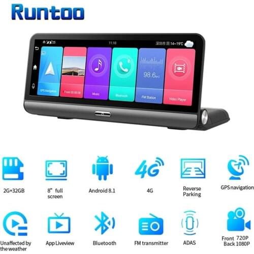 8 Inch Car Mirror Android 8.1 DVR Dash Camera 1080P Dual Lens Recorder Wifi GPS Navigation FHD 1080P ADAS Auto Video Recorderi
