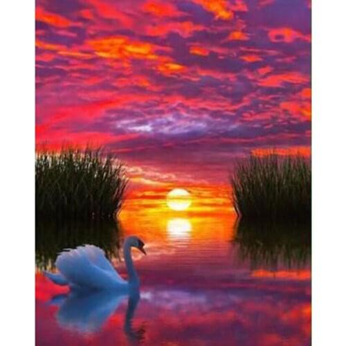 Diamond Painting 5D DIY Square/Round Diamond Animal Painting Lake Swan Beauty Picture Cross Stitch Decoration Gift Artwork TX652