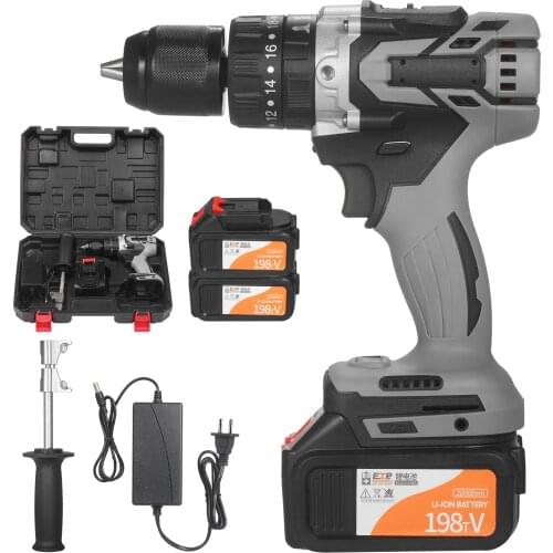 Cordless Electric Drill 1/2 Inch Metal Keyless Chuck 20+3 Position 0-1550RMP Variable Speed Impact Hammer Drill Screwdriver