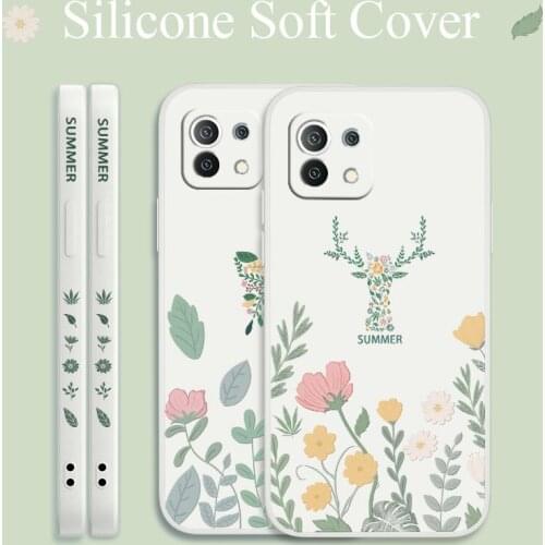 Flower For Xiaomi Mi 11 Ultra 11i 10T 9T Pro Case Elk Liquid Soft Cover 10 10S 9 8 lite Pro Poco F2 X2 F3 Pro Phone Case