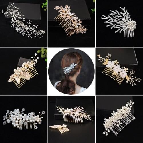 Bridal Hair Accessories Crystal Peals Hair Combs Wedding Hair Clips pearl Accessories Jewelry Women Hair Ornaments Headpieces