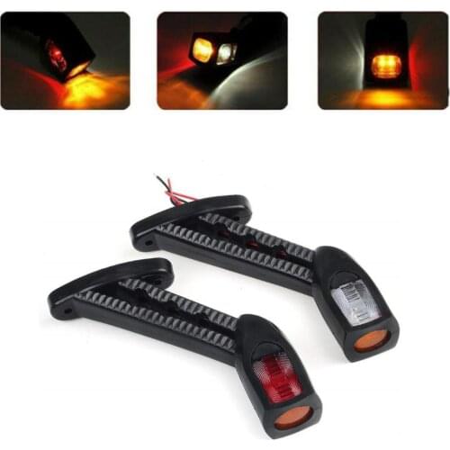 Fuleem 2PCS 3 Side 10-30V LED Side Marker Light Stalk Indicator Lamp For Truck Trailer Lorry Carvan Waterproof