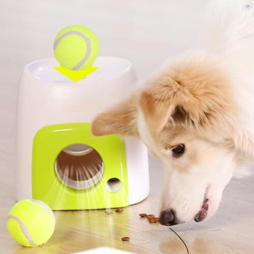 Dog Interactive Toys Pet Tennis Ball Throwing Fetch Machine Cats Food Dispensing Reward Game Training Tool Dog Slow Feeders