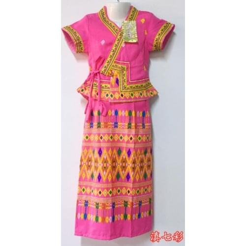 Chinese folk dance Dai gril dance dress Thai kids dance dress Thailand children