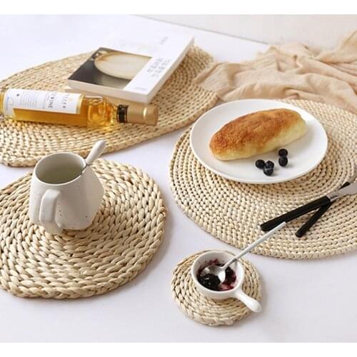 Round Table Mat Corn Fur Woven Insulation Pad Placemats Non Slip Table Mat Kitchen Accessories Decoration Home Pad Coaster