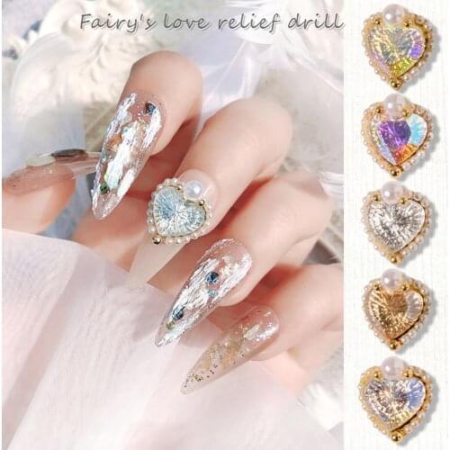 Fashion Nail Rhinestone Sets Heart-Shape DIY Nail Sticker Alloy Flat Back Manicure Tools Nails Decoration Accessories