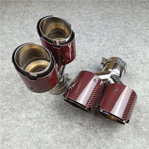 One Pair Red Carbon noble Style Y Model carbon nozzles Exhaust Muffler Tips For Akrapovic Carbon Model Tuning Exhaust Systerm