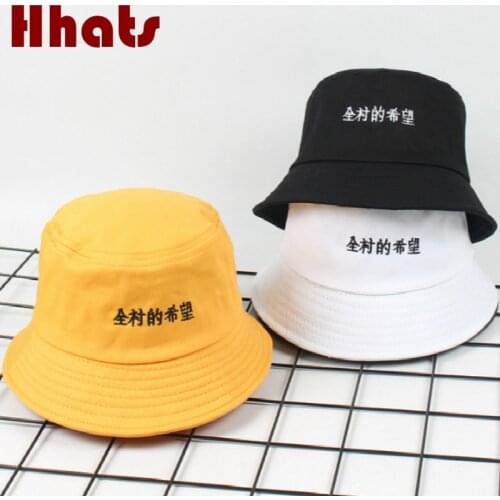 Casual Embroidery Chinese Letter Bucket Hat Hip Hop Outdoor Summer Japanese Travel Hat Vacation Women Sun Panama Fisherman Cap
