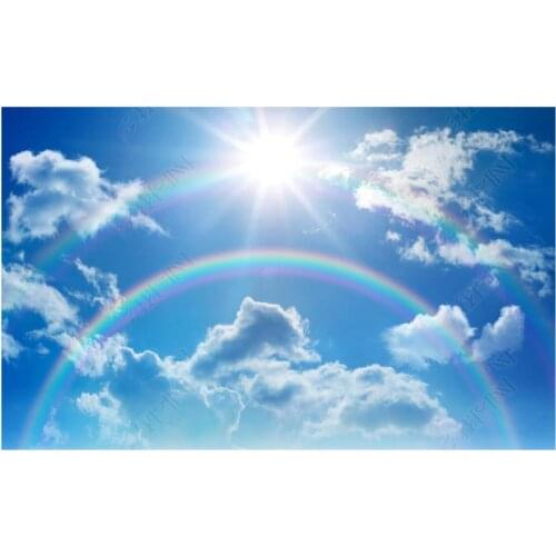 Custom photo wallpaper 3d ceiling wallpaper Rainbow blue sky ceiling zenith mural wall papers for living room decor