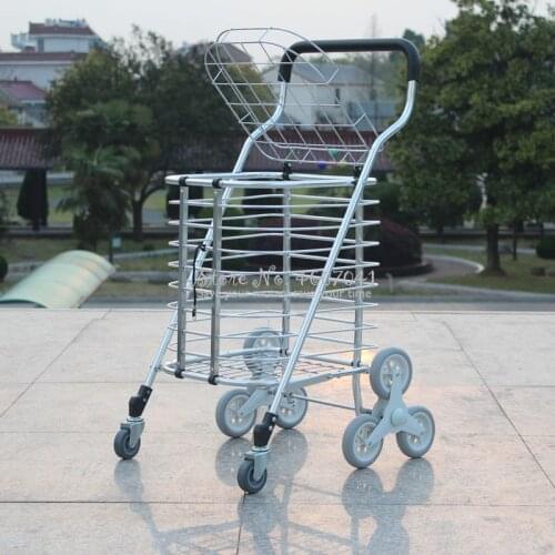 Durable Iron Climb Stairs Shopping Carts with Universal Wheel Home Elderly Trailer Portable Folding Trolley Static Bearing 75 Kg