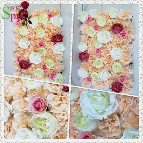 SPR High quality champagne wedding ideas flower wall stage backdrop decoration wholesale artificial flower table centerpiece