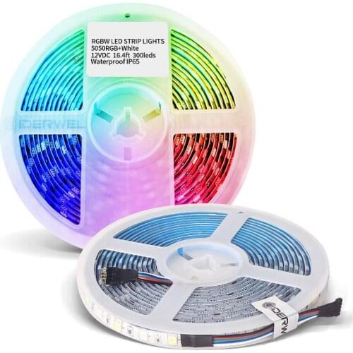 RGBW LED Strip Light SMD5050 Waterproof Strip Flexible Lights 16.4ft 300LEDs,Mixed Color Changing LED Tape Light Supply jk1124