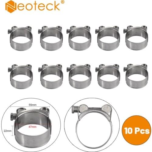 Neoteck 10 Pcs Stainless Steel Hose Clamp Heavy Duty Exhaust Turbocharged For Car 44-47mm hinge pin clip