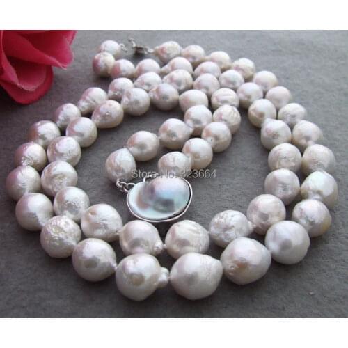 14MM Bead-Nucleated Pearl Necklace-Mabe Clasp