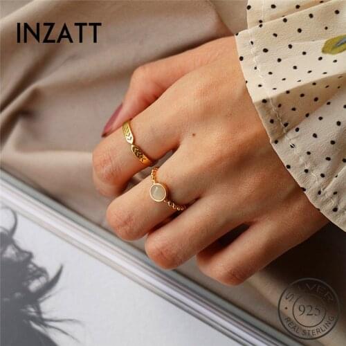 INZATT Real 925 Sterling Silver Round Stone Ring For Fashion Women Trendy Punk Fine Jewelry Minimalist Accessories 2019 Gift