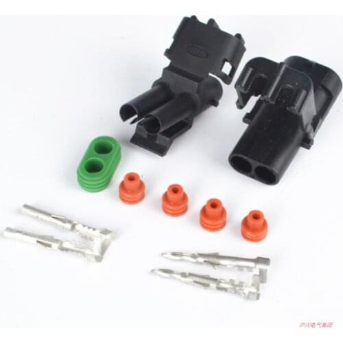 100sets/lot Weather Pack 2 Pin/Way Male Female Connector Plug Kit 20-18 For Delphi 12015972&12010973