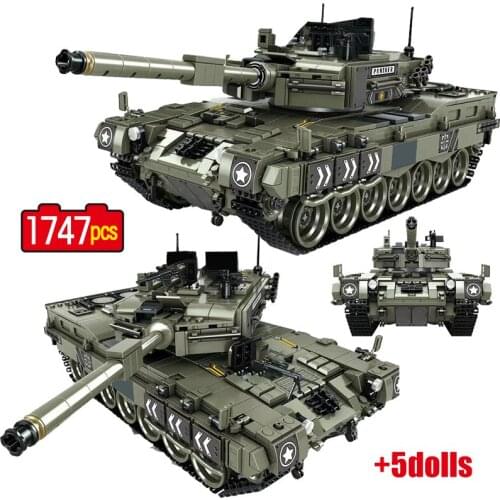 1747pcs WW2 City Police Military Panther Tank Building Blocks Creator Weapon Army Soldier Bricks Toys For Kids Boys Gifts