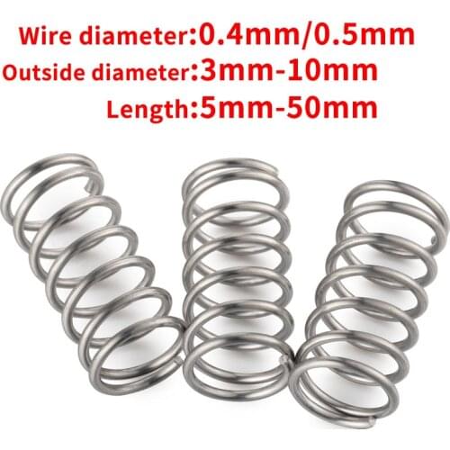 20pcs 0.4 0.5mm Wire Dia OD 3 4 5 6 7 8 9 10mm Y-type Rotor Return Compression Pressure spring 5-50mm 304 Stanless Steel