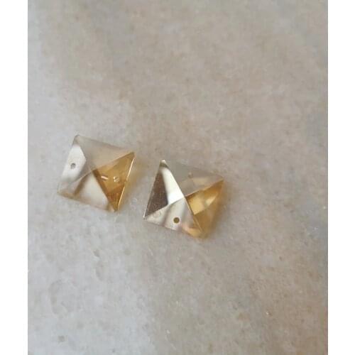 22*22MM champagne/gold square crystal beads prism DIY chandelier crystal in 2 holes Home Curtain Accessories