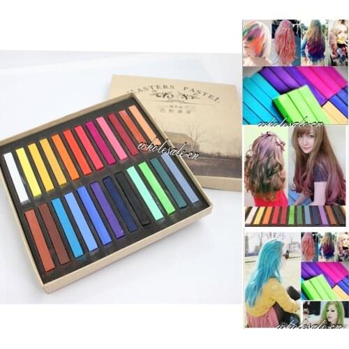 24 Colors DIY Fast Non-toxic Temporary Hair Chalk Dye Soft Pastel kit new