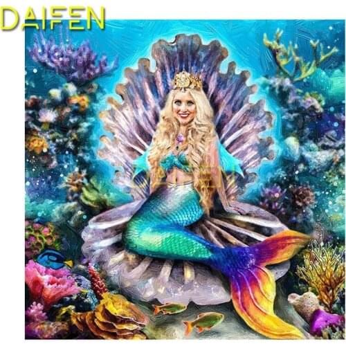 DIY 3D Diamond mosaic Full Round Diamond embroidery Cross stitch Full Square Diamond painting queen of Mermaid shell coral