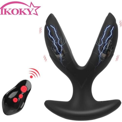 IKOKY Wireless Remote Anus Vibrator Male Prostate Massager Wearable Anal Dilator Vibrator Electric Shock Anal Plug Vibrator