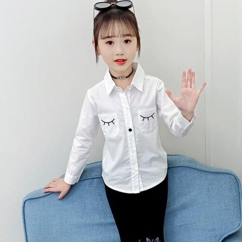 Character White Blouses Baby Big Girls Long Sleeve Cotton Spring Summer Shirts Kids Tops Clothing New 2020 Girl School Blouse